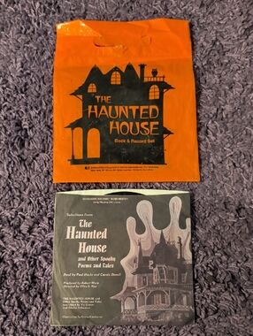 Haunted House & Other Spooky Poems Tales 45rpm   Rare Orange Book Fair Bag 1982